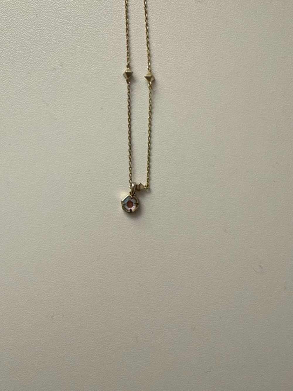 Kendra Scott Gold Necklace clear crystal holographic stone